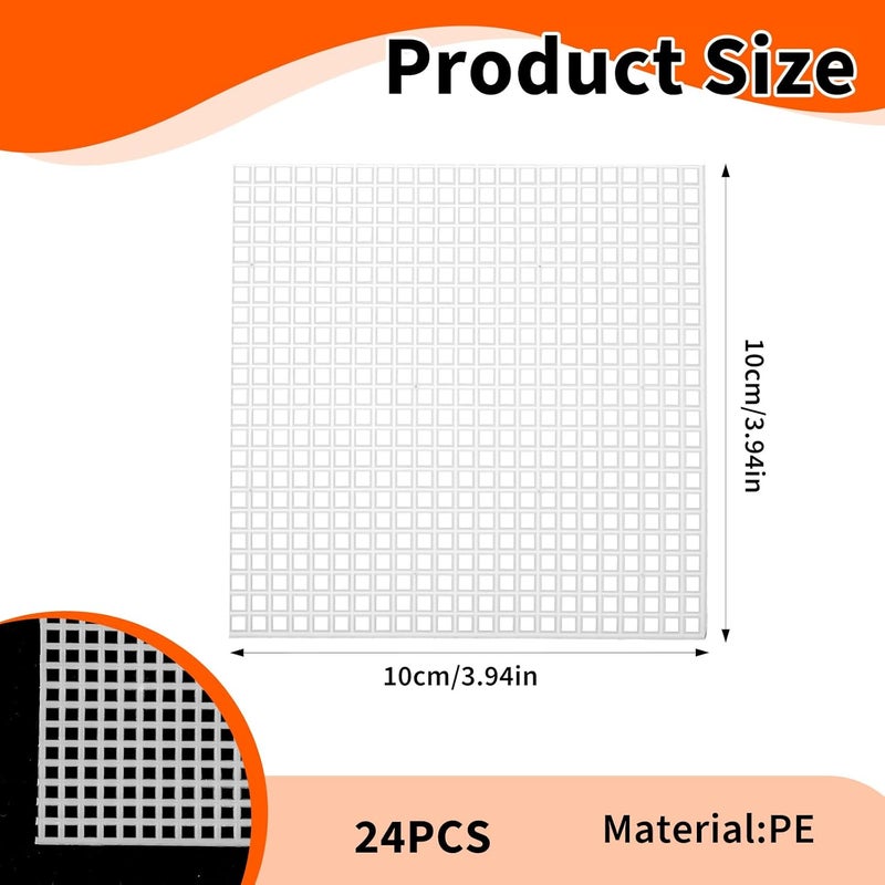 Larrel 24PCS Plastic Canvas Sheets, Square Plastic Canvas Mesh Sheets, White PVC Mesh Canvas-Sheets for Needlework, Embroidery, Yarn Crafting, Knit Crochet Project and Make Dividers (10x10cm/4x4 Inch) - Image 2